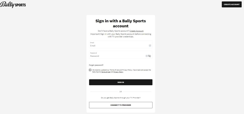 Bally Sports on Firestick - Sign In to Your Account