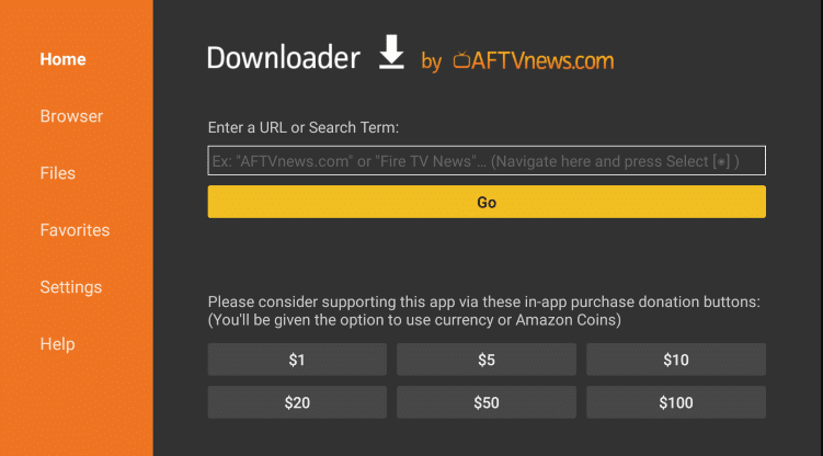 Click Go to sideload BET Plus on Firestick