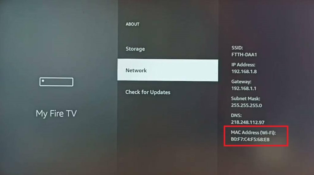 Find MAC Address on Firestick