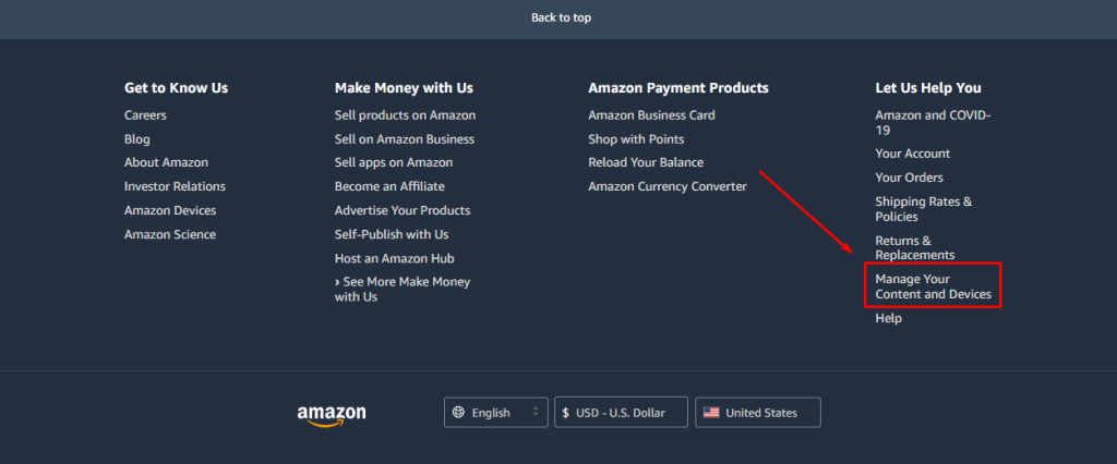 Select the Manage Your Content and Devices
