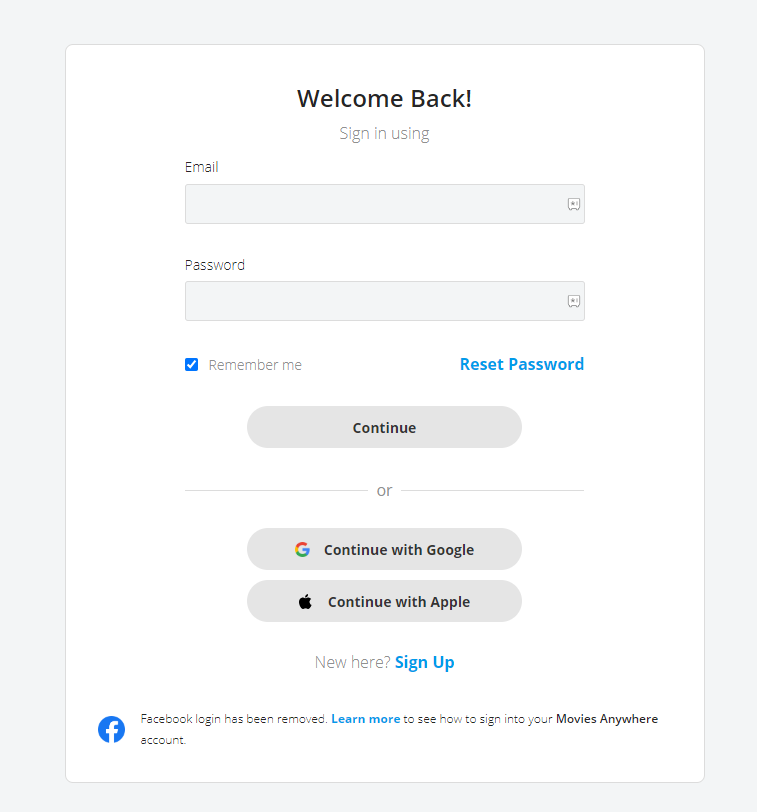 Sign in to Movies Anywhere account 