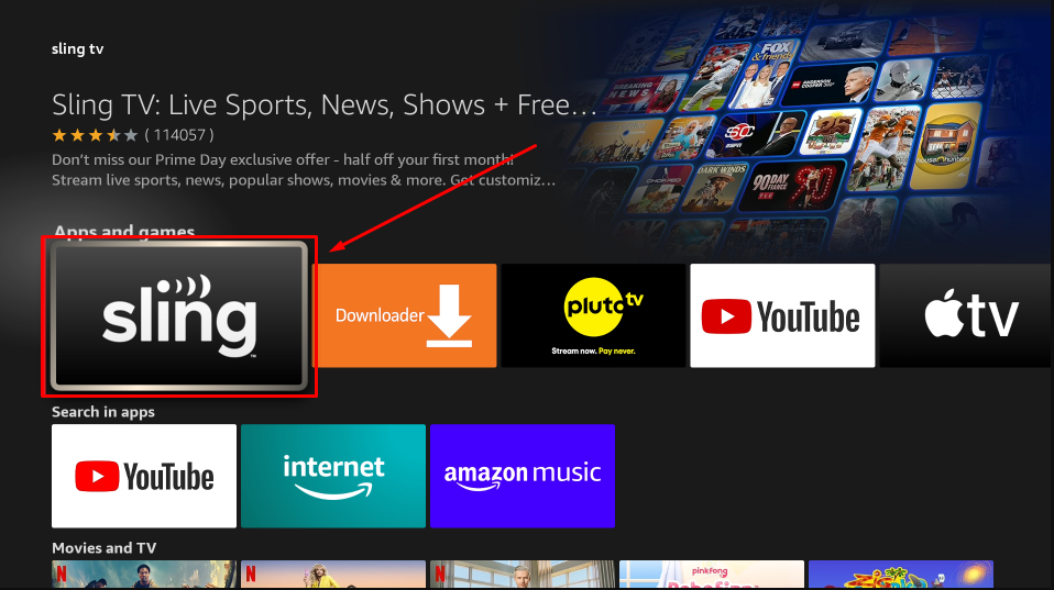 Select Download to get Sling TV on Firestick