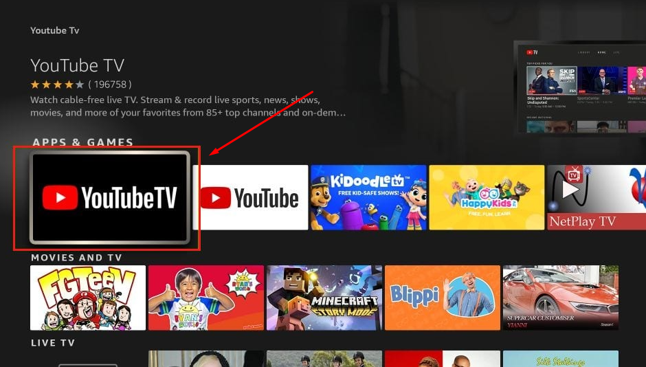 Click the Get to download YouTube TV on Firestick