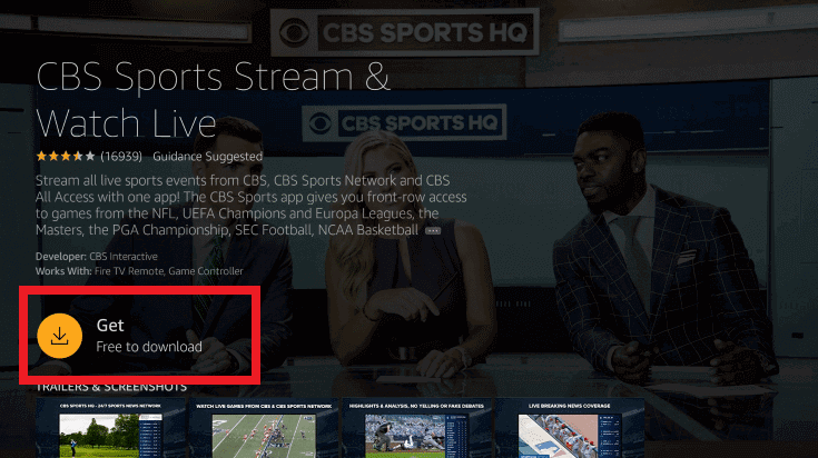 Download the CBS Sports on Firestick