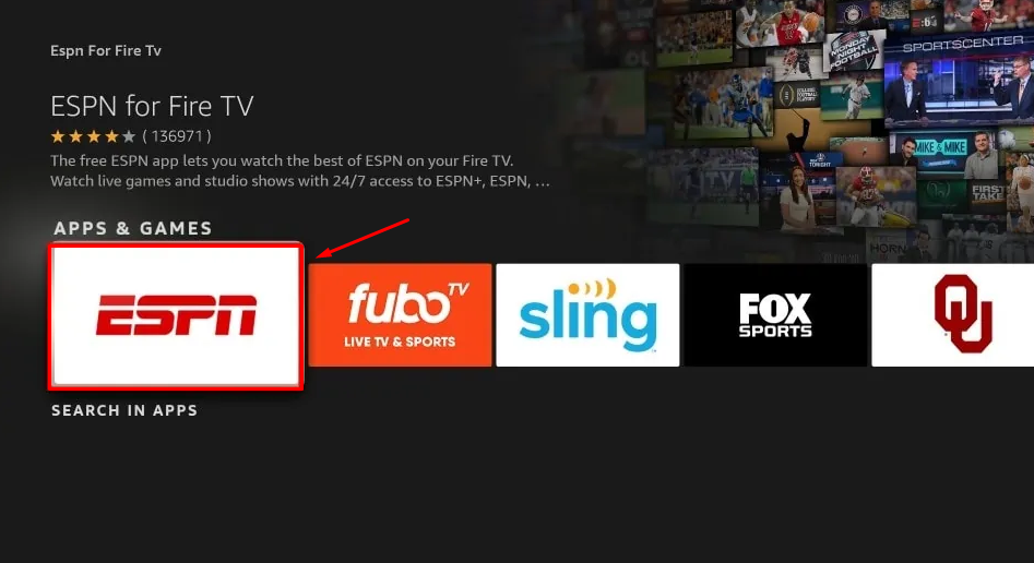 Download the ESPN on Firestick