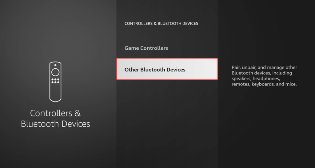 Choose Other Bluetooth Devices on Firestick