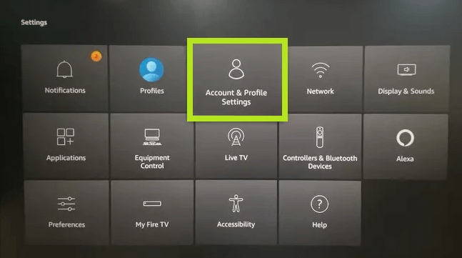 Select Account & Profile Settings on Firestick 