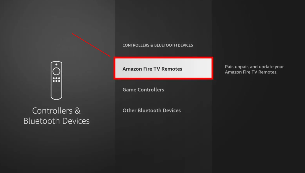 Select your Remote to pair it with your Firestick