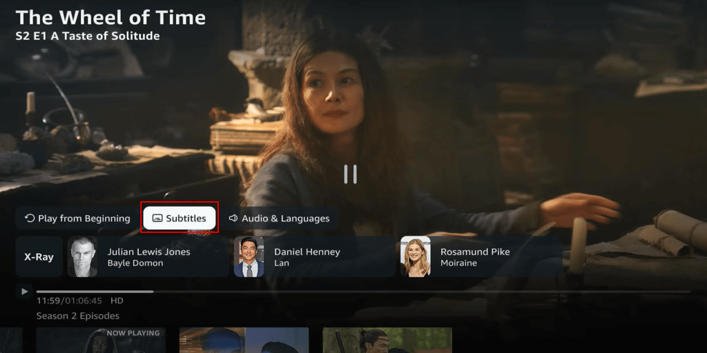 Select CC button to Turn Off Subtitles on Firestick 