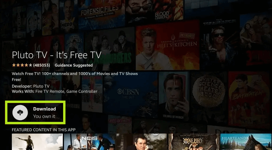 Tap Download to install Pluto TV 