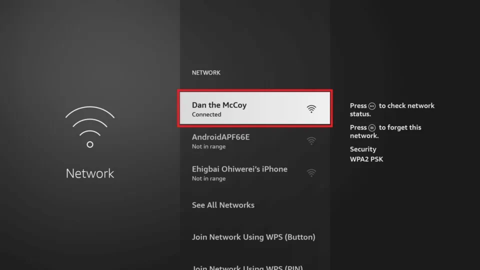 Connect the Firestick to WIFI to download SHOWTIME