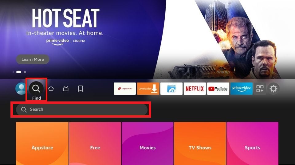 Click the Find icon on Firestick 