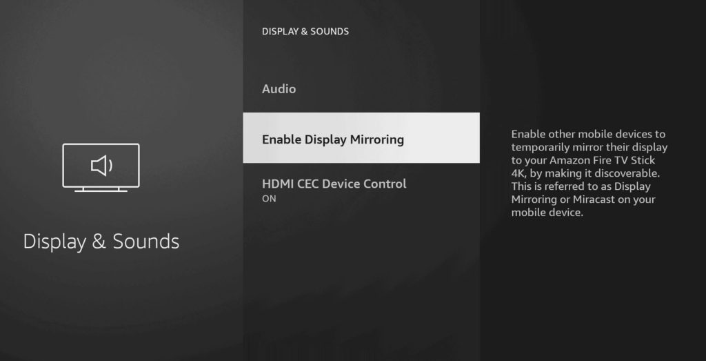 Enable Display Mirroring