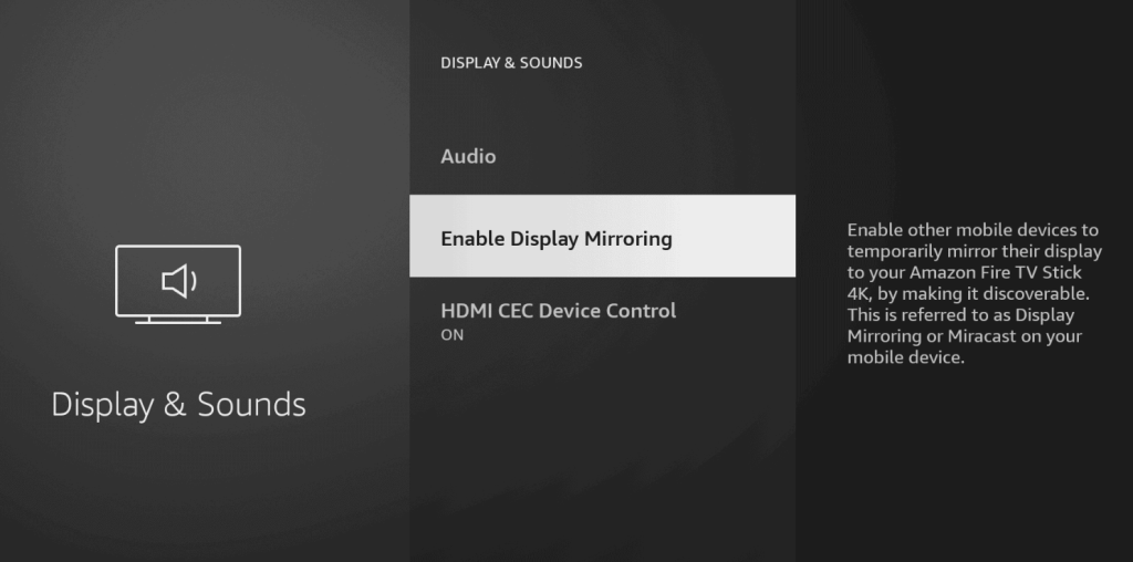 Enable Display Mirroring to watch Live Net TV Shows