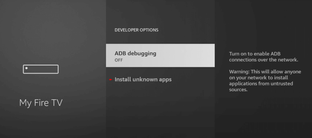 Select Install Unknown Apps to Get Live Net TV App