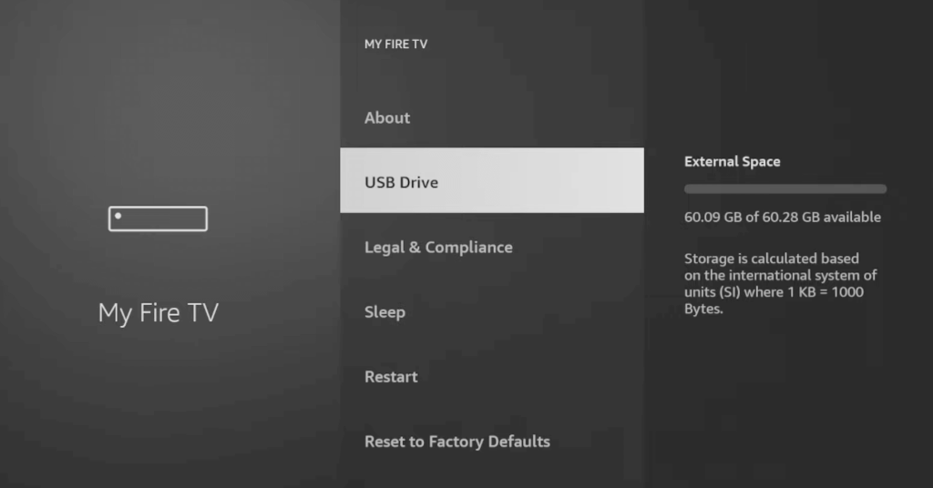 Select USB to Add Storage to Amazon FireStick