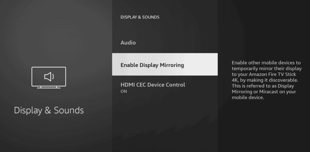 Enable Display Mirroring