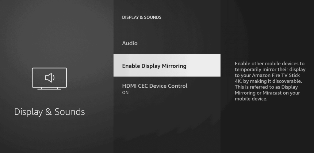 Enable Display Mirroring