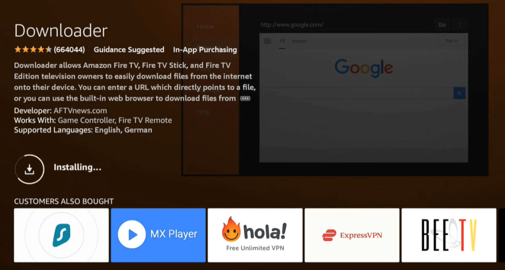 Install Downloader on Firestick